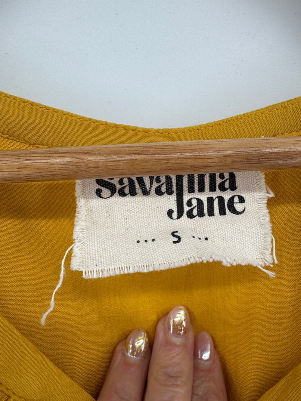 Savanna Jane Mustard Yellow Embroidered V-Neck Maxi Dress Boho Women's Sz Small - Picture 2 of 6